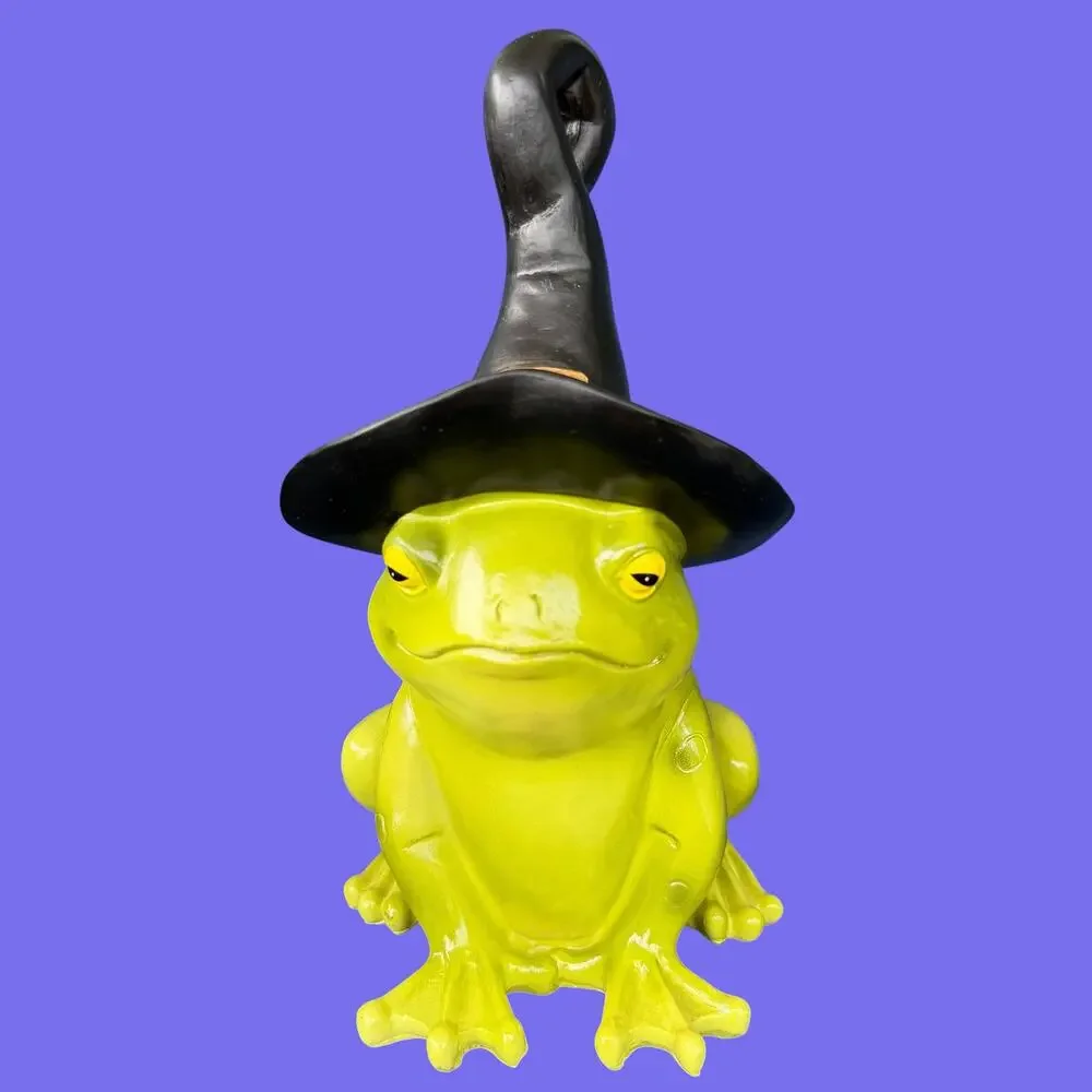Frog Witch Figure Green Toad Wizard Statue Halloween Decor Resin Figurine NWT